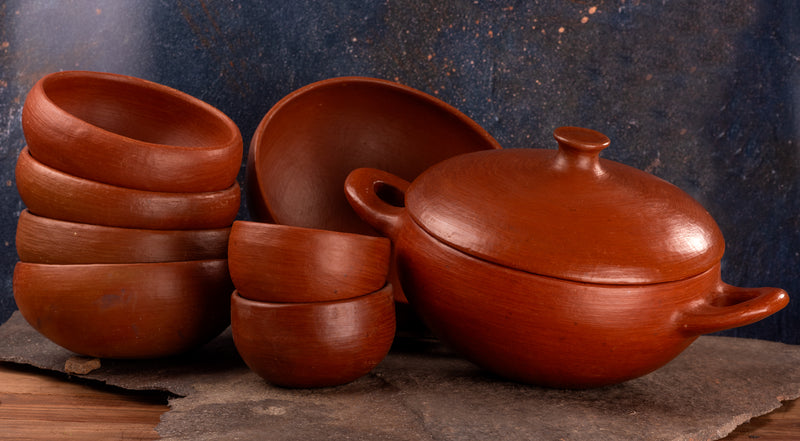 Juego Artesanal Barro Rojo para Sopa – oaxacaXamor