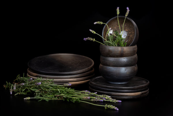 Vajilla Artesanal de Barro "Lavanda Provenza"